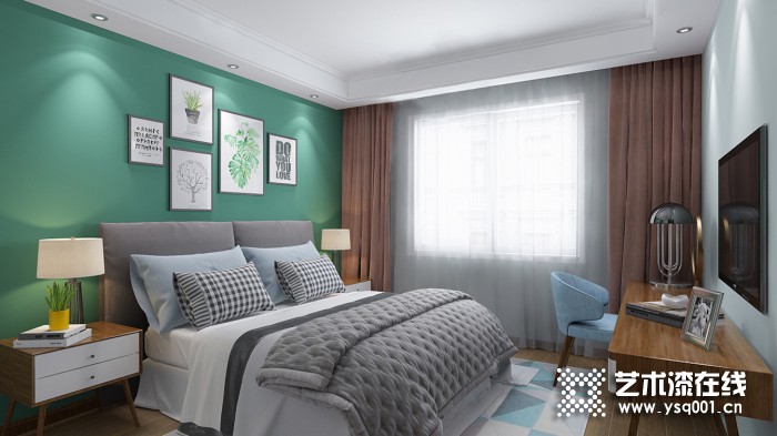 卡拉瓦乔艺术漆卧室装修效果图，现代简约装修图