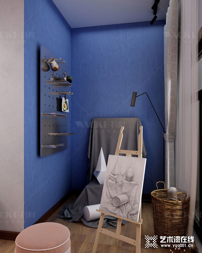 瓦科艺术涂料北欧风格卧室定制效果图