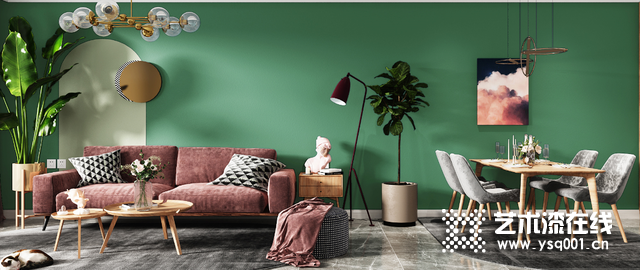 欧萨卡艺术涂料沙发背景墙效果图，好看又时尚