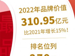 品牌价值 310.95亿元！巴德士升至“中国500最具价值品牌”第279位